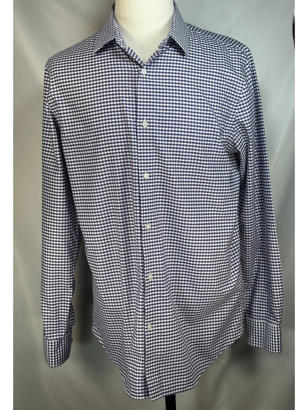 Banana Republic Check Hi-Dri Slim Fit Button Up Purple Men L